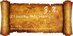 Zlinszky Nándor névjegykártya